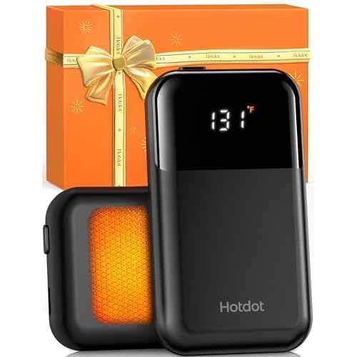 Hotdot Hand Warmers Rechargeable 2 Pack, 4 Heat Levels (104?131¡ÆF), Real-Time Temp & Battery Display, Electric Hand Warmers, Fast Heating, Fits in Gloves/Pocket, Gifts for Women & Men