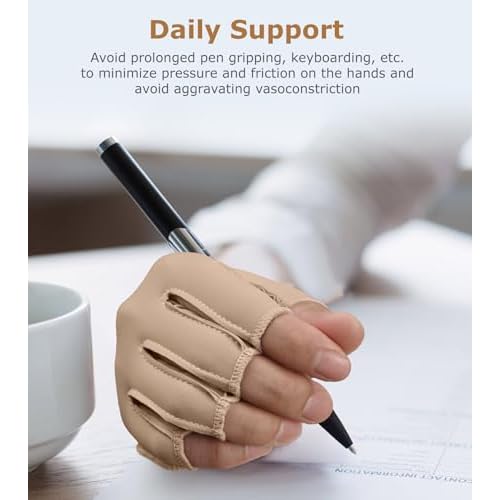 NURCOM Compression Arthritis Gloves, Rheumatoid Pain Relief Compression Gloves for Women & Men, Premium Fingerless Circulation Gloves for Arthritis & Joint Pain, Swelling, Tendonitis, 1 Pair Beige M