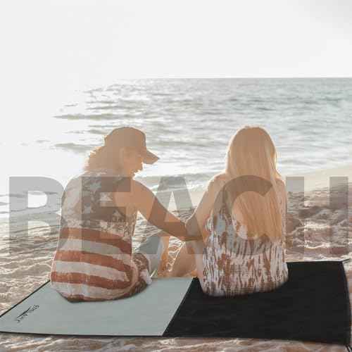 Frelaxy Pocket Picnic Blanket, Waterproof Sandproof Beach Mat, Compact Camping Tarp for Festivals, Hiking, Travel, Outdoor Recreation (Grey, 28'' x 47'')