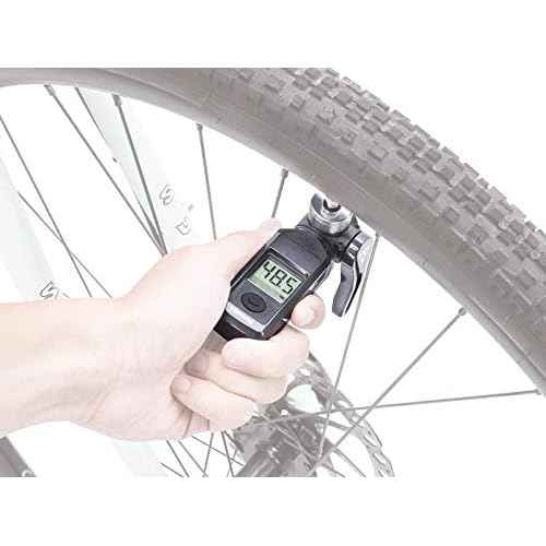 Topeak Shuttle Gauge Digital Tire Pressure Gauge ? 300 PSI / 20.7 Bar High-Precision Gauge for Presta, Schrader & Dunlop Valves ? Rotating Head, Air Release Button & Auto-Off Display