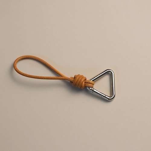 BLKSMTH Leather Keychain with Metal Triangle Carabiner, Nappa Leather Braid,holder with gold key rings,genuine leather keychain for car home key ring strap holder lanyard women men