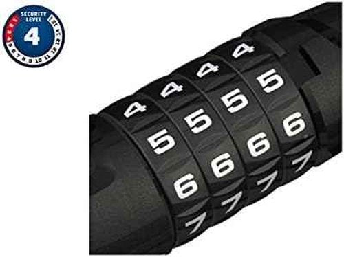 ABUS 6 Series 12mm x 185cm Combo Coil Cable Lock - Secure Black Bicycle Lock