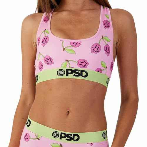 PSD Womens Sports Bra ? Wild Trip 3-Pack, Comfortable Medium Support Sports Bras for Women Pack, Womens Racerback Sports Bras Multipack, X-Small