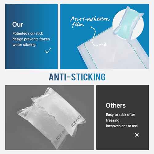 Dry Ice Packs for Shipping Non-Stick for Food Ice Bag Double-Sided Absorption Long Lasting Shipping Cold Packs for Coolers Lunch Bags Freezer 20 Packs