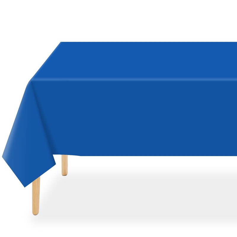 QIKSION Blue Plastic Table Cloth Disposable 6 Pack, 54 x 108 Inch Tablecloths for Patriotic Decorations, Birthday Party, Rectangle Table Cover
