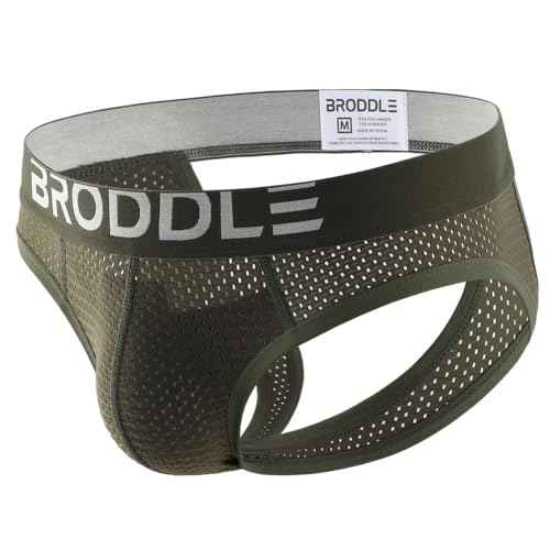 BRODDLE Men's Mesh Padded Pouch Athelic Supporters Breathable Jockstrap Elastic Waistband Low Rise