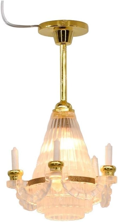 iLAND Dollhouse Lights - Classic Miniature Lamp with Brilliant Candle Chandelier | 1/12 Scale Decor