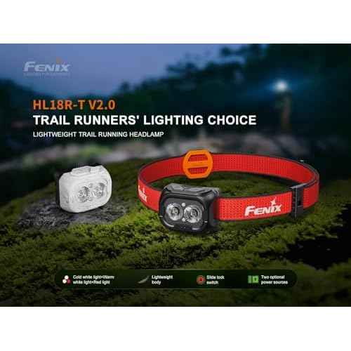 Fenix HL18R-T V2 USB Rechargeable 800 Lumen LED Jogging/Trail Running headlamp with EdisonBright USB Charging Cable Bundle