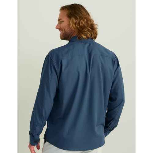 HUK Mens Tide Point Solid Long Sleeve Shirt, Button Down for Men, Fog Green, 3X-Large