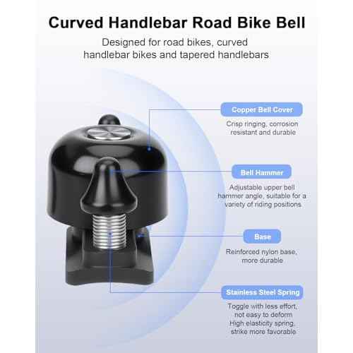 Bike Bells for Adults Max 100dB, Portable Copper Case Bicycle Bell Fits 22.2-31.8mm Road Bike Handlebars, Loud Crisp Clear Sound Bike Horn for Adults, Waterproof & Durable