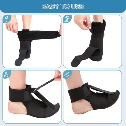 Plantar Fasciitis Night Splint Brace with Massage Ball, Relieves Foot Drop and Achilles Tendonitis, Adjustable Straps, Soft & Comfortable Sleep, Night Splint for Plantar Fasciitis Women & Men, Small