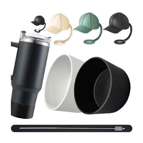 3Pcs Cute Straw Topper for Stanley Cup Straw Cover Cap, 2pcs Silicone Boot for Stanley 30/40oz Tumbler,Plus Cleaning Brush,6Pcs Cup Accessories for Men & Women