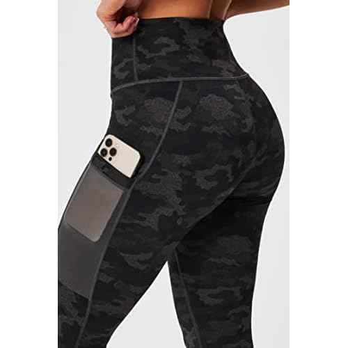 Fabletics Women's On-The-Go PowerHold High-Waisted Legging, Workout, Yoga, Maximum Compression, Flattering, XS/Tall | 29, Charcoal Camo
