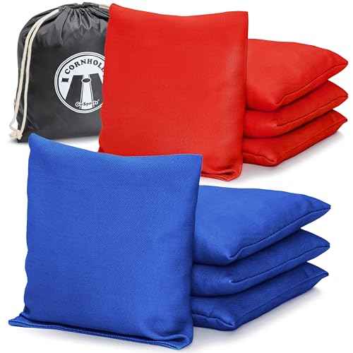 GoSports Official Regulation Cornhole Bean Bags Set of 8 ? for Fun Casual Cornhole Games - All Weather - American Stars and Stripes or Red and Blue