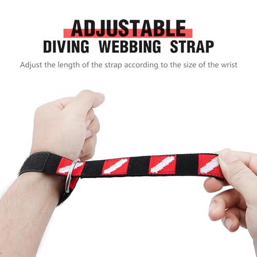 Scuba Diving Wrist Strap, Adjustable Wristband with Stainless Steel D Ring, Suitable for Scuba Dive Lights, Flashlights, Cameras, Compass, Dive Slates, for Scuba Divers and Snorkelers£¨2 Pack£©