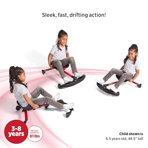 Radio Flyer Stingray Fun Drifting Ride-On Scooter for Kids Ages 3-8, 360¡Æ Spin Out Action, Adjustable Seat for Growing Children, Outdoor Toy