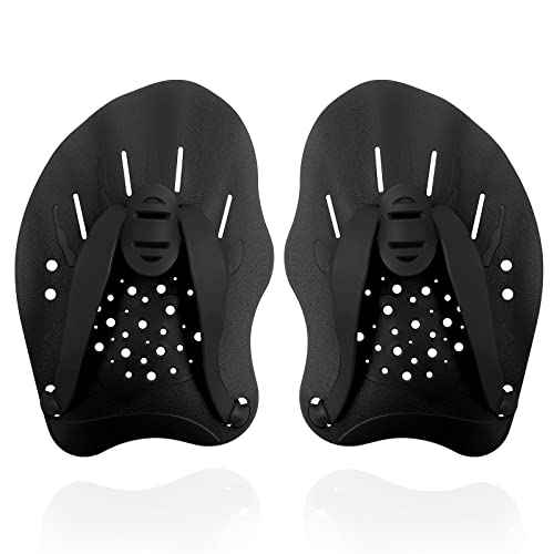 Swim Paddles With Adjustable Straps - Hand Paddles for Lap Swimming, Equipment for Women, Men, Children (1 Pair)
