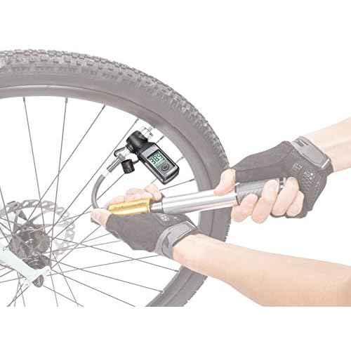 Topeak Shuttle Gauge Digital Tire Pressure Gauge ? 300 PSI / 20.7 Bar High-Precision Gauge for Presta, Schrader & Dunlop Valves ? Rotating Head, Air Release Button & Auto-Off Display