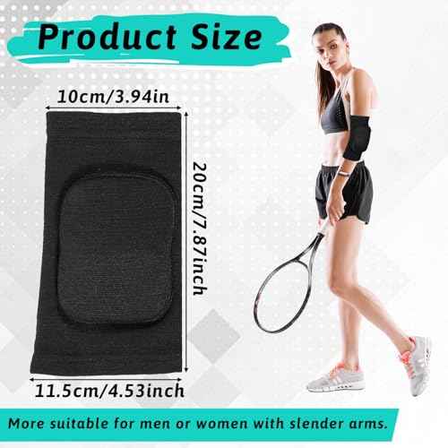 cobee 1 Pair Tandem Volleyball Elbow Pads, Arm Brace Ventilate Sport Elbow Protector Strap, Black Elbow Pads Arm Pads With Padded Soft Support Cushion for Men And Women