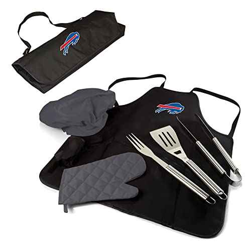 Picnic TIME BBQ Apron Tote Pro Grill Set, (Black with Gray Accents)