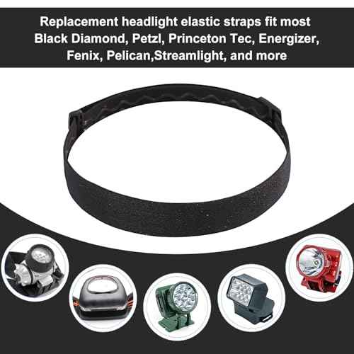 Elastic Headlamp Strap, Black Headlamp Strap Replacement Headband Comfortable Not Easy to Fall Headlamp Band Fit for Most Black Diamond Petzl Princeton Tec Energizer Fenix Pelican Streamlight