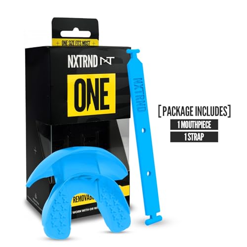Nxtrnd One Football Mouth Guard, Strap Included, Fits Adult & Youth (Neon Blue)