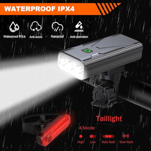 Bike Lights for Night Riding USB Bike Light Set, Bicycle Front Headlight and Back Taillight, 3/5 Light Modes,for Road Cycling