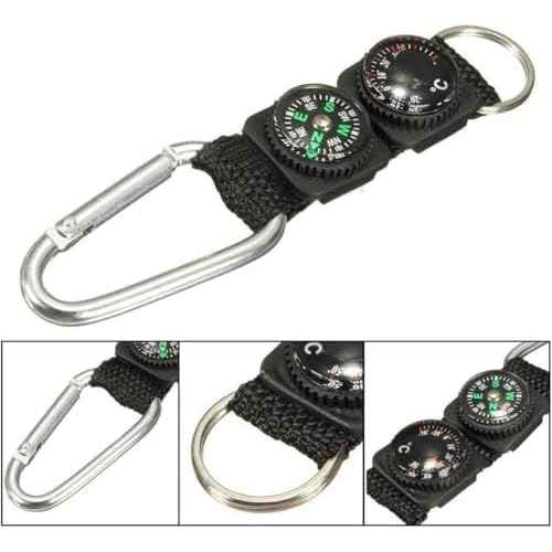Black Carabiner Key Chain Compass Thermometer Metal Camping Outdoor Gadgets Hiking Survival to Multifunctional O0R8 Mountaineering Sports and Outdoor Recreation Accessories, Car Keychain