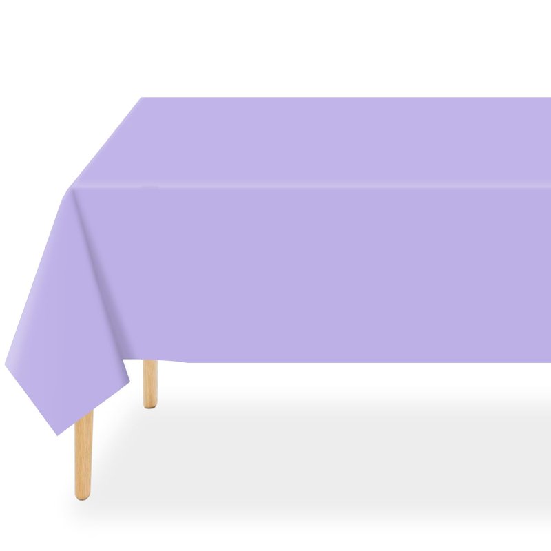 QIKSION Lavender Plastic Table Cloth Disposable 2 Pack, 54 x 108 Inch Tablecloths for Birthday Party Supplies, Easter Decorations, Light Purple, Pastel, Lilac Rectangle Table Cover