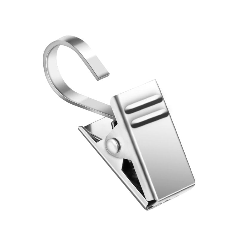 Teenitor 25 Pack Curtain Clips for Hanging Curtain Hooks, Stainless Steel Curtain Hooks with Clips, Small Hooks Clips for Camper Awning Light Photos Party Decorations