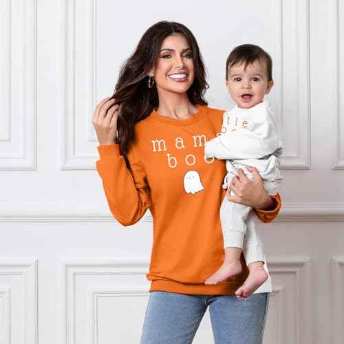 JINTING Mommy and Me Matching Outfits Halloween Little Boo Sweatshirt Spooky Mama Long Sleeve Shirt Tops