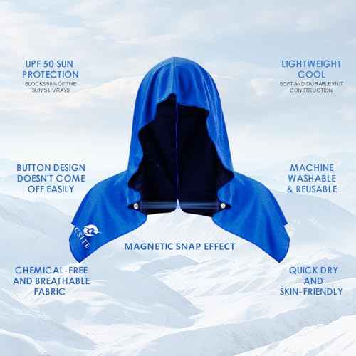 Cooling Hoodie Towels, Instant Cooling Towels for Neck and Face, UPF 50 Sun Protection, Ice Towel for Hot Weather, Head Towel for Sports, Camping, Cycling & More Activities