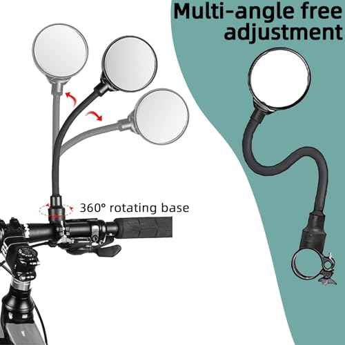 Bike Mirror With Bike Bell 360¡Æ Adjustable HD Convex Handlebar Mirror Anti-Scratch Glass Riding Mirrors (2* Mirror + 1* Bell)