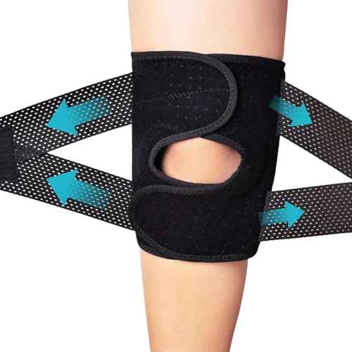 Knee Cross Support Brace - with Patella Gel Pad and Side Stabilizer Lightweight Breathable Mesh Fabric Adjustable Elasticity for Workout Sports and Arthritis (X-Large)