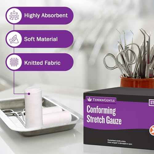 Conforming Stretch Gauze Rolls 3 Inch - Pack of 12 White Sterile Gauze Wrap for Wounds - Good for Sprained Ankles, Wrists, and More