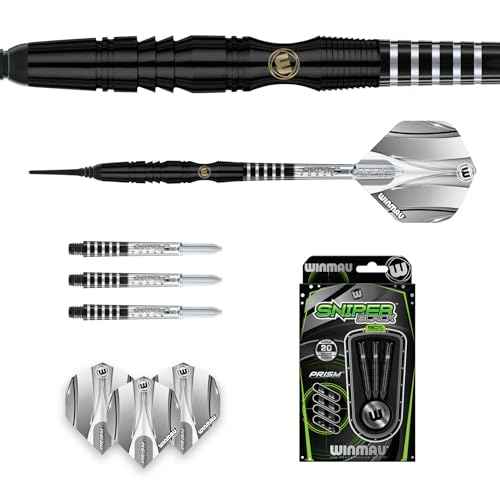 Winmau Sniper Black Professional Tungsten Darts Set with Flights and Stems (Shafts)