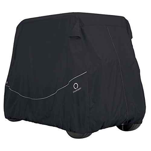 Classic Accessories Fairway Long Roof 4-Person Golf Cart Quick-Fit Cover, Black