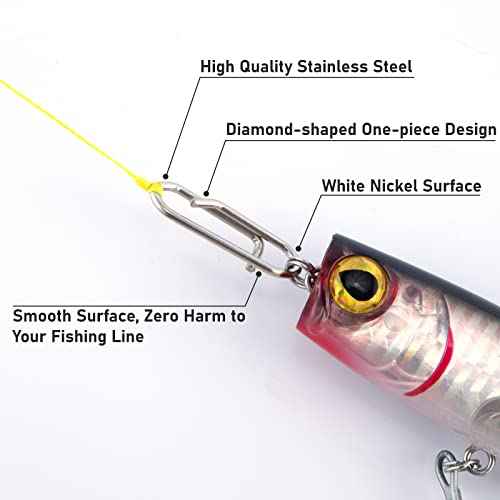 Alwonder 50-Pack Fishing Power Speed Clips, High Strength Stainless Steel Speed Clip for Fishing Lure Quick Change, Freshwater Saltwater Crankbait Popper Lures Quick Snap Connector Tackle