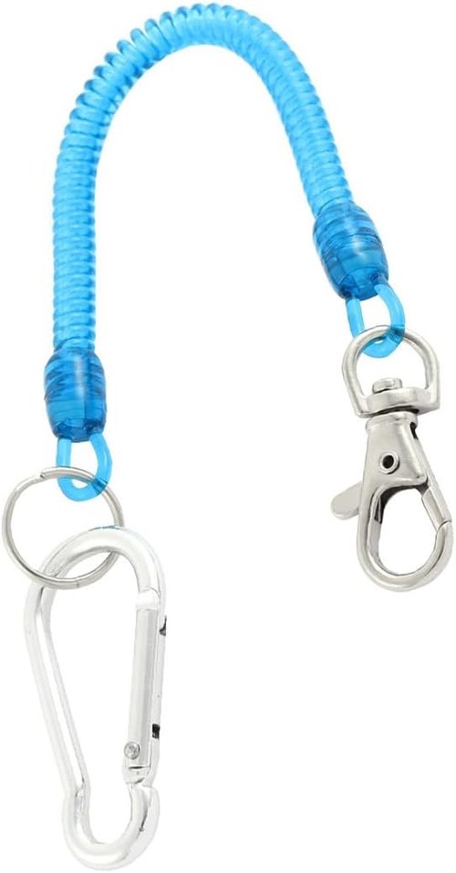 Carabiner Hook Coil Lanyard Key Chain with Lobster Clasp - Durable & Secure