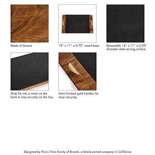PICNIC TIME NCAA Unisex-Adult NCAA Covina Acacia and Slate Serving Tray, Charcuterie Board Set