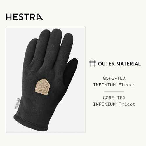 Hestra Infinium Fleece 5-Finger Glove, Windproof, Breathable Warm Glove for Hiking & Cold Outdoor Recreation