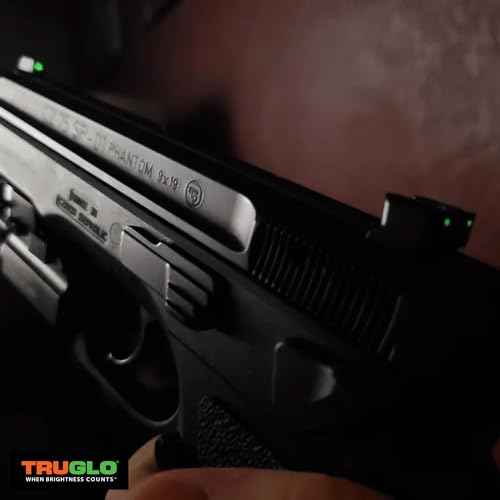 TRUGLO Tritium Pro Handgun Night Sights, Compatible with CZ Handguns Compact Gun Sights with Daylight White Dots, Night Tritium Dots & Focus Lock Front Ring
