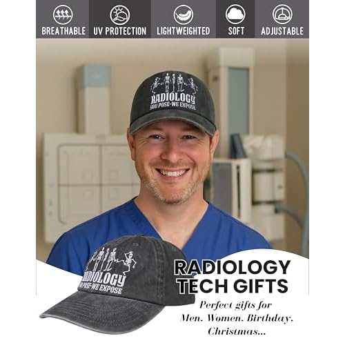 InnoBeta Radiology Gifts Cap for Men Women - Adjustable Vintage Washed Cotton Embroidered Hat - Radiology Tech Week Gift - Grey