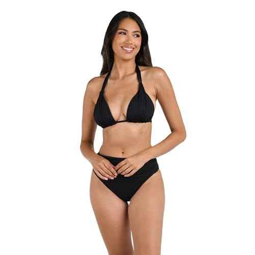 Island Goddess Rouched Halter Bikini Swimsuit Top