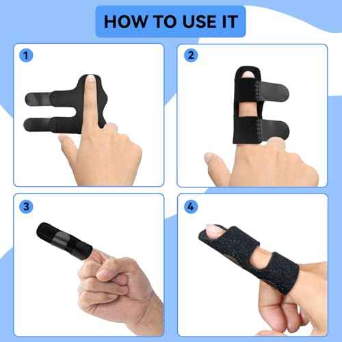 Finger Splint, Universal Trigger Finger Brace for Broken/Arthritis Pain and Sprain Relief, Splints for Middle, Index, Ring (4 Pack,Black)