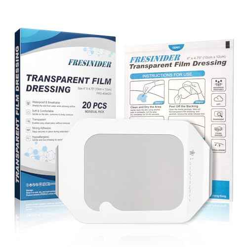 FRESINIDER Transparent Film Dressing 4¡± x 4.75¡± (20 Pack) ? Waterproof Shower Bandages, Breathable Clear Wound Cover with Border for IV Shield, Post-Surgery Care & Tattoo Aftercare