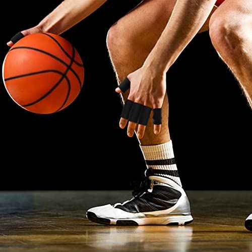 Finger Wraps, Finger Protector, 10Pcs Stretchy Flexible Fingers Sleeve Support Finger Protector Sports Aid Arthritis Band Wraps for Arthritis, Finger or Basketball Baseball(Black)