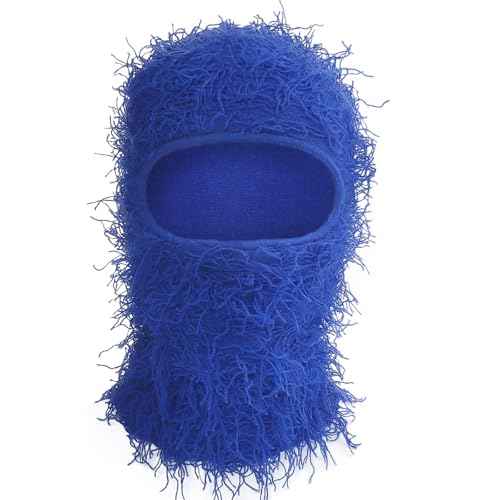 Distressed Balaclava Ski Mask, Knitted Full Face Mask for Men/Women