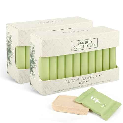 Compressed Bamboo Towels, Unbleached Natural Color, Softer & Thicker, Eco-Friendly & Lint-Free Disposable Washcloths for Travel, Camping, Gym, Hiking, Home Use