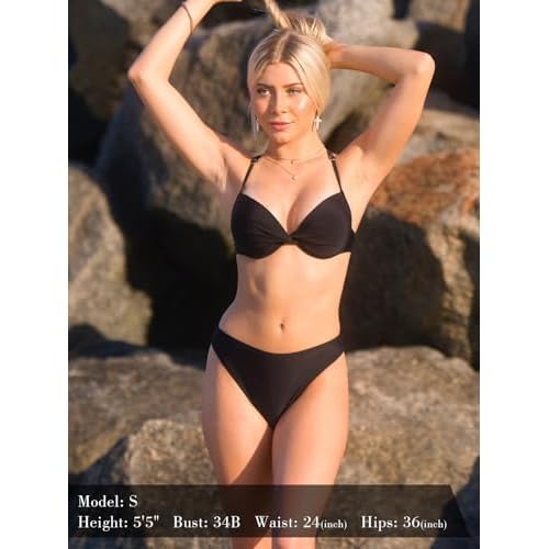 RELLECIGA Women's Cheeky Mid Waisted High Cut Bikini Bottoms